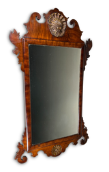 George III Mahogany and Parcel Gilt Chippendale Style Fretwork Mirror