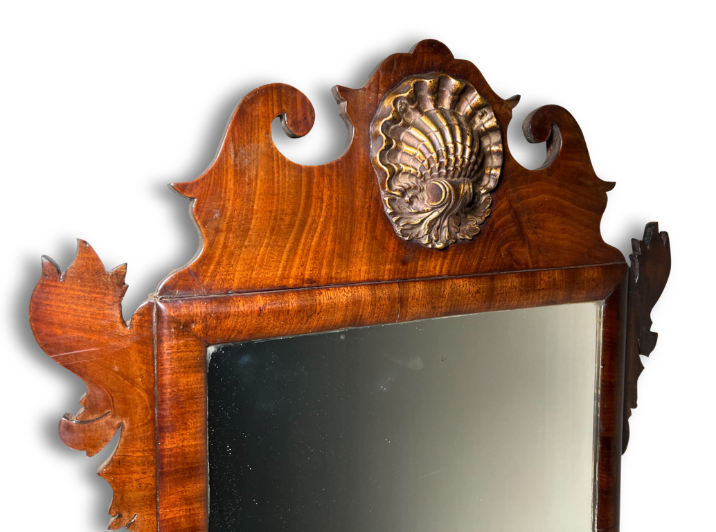George III Mahogany and Parcel Gilt Chippendale Style Fretwork Mirror