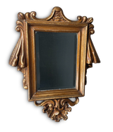 Baroque Style Giltwood Rectangular Bevelled Mirror With Drapery and Scroll Decoration