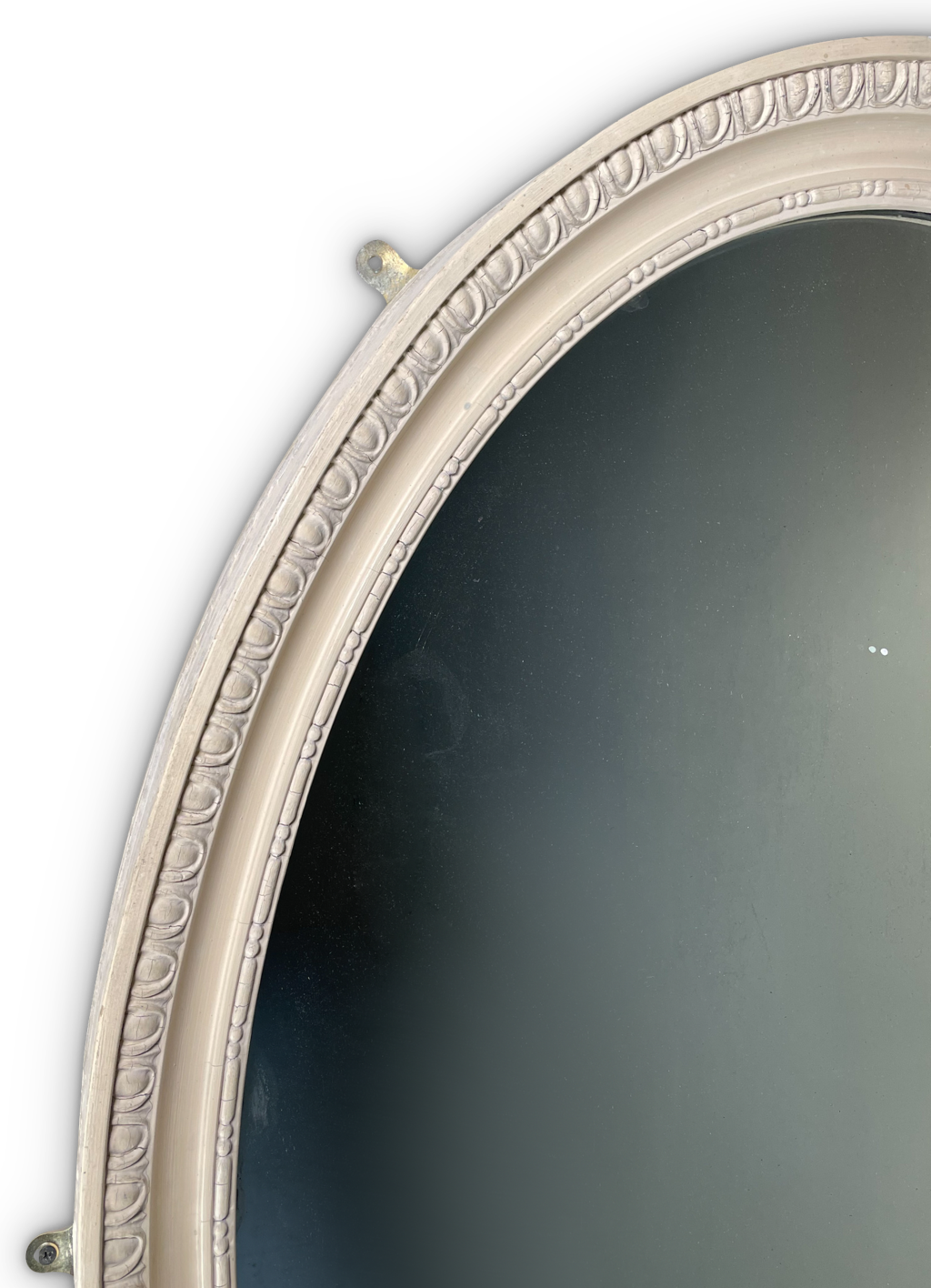 Painted Gesso and Wooden Oval Mirror