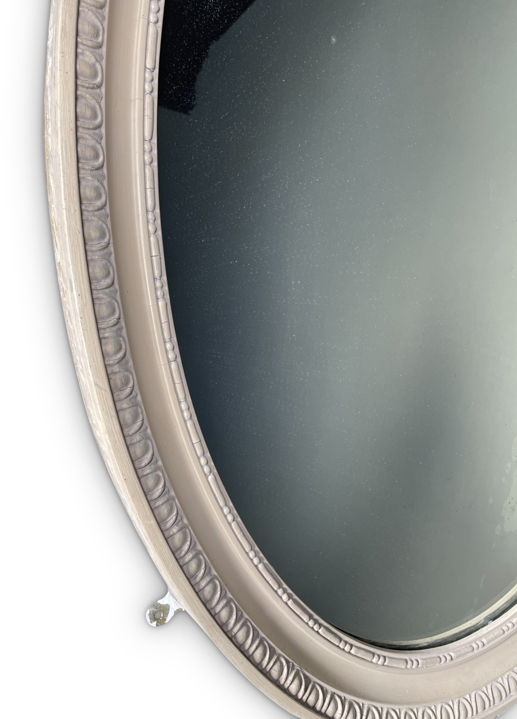 Painted Gesso and Wooden Oval Mirror