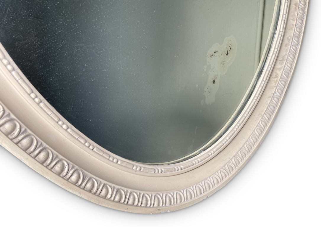Painted Gesso and Wooden Oval Mirror