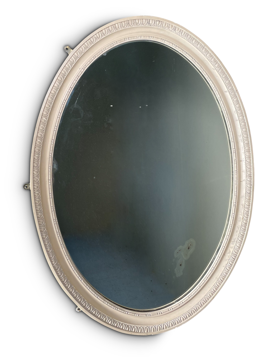 Painted Gesso and Wooden Oval Mirror