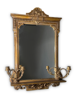 Regency Carved Giltwood Girondelle Mirror with Shelf