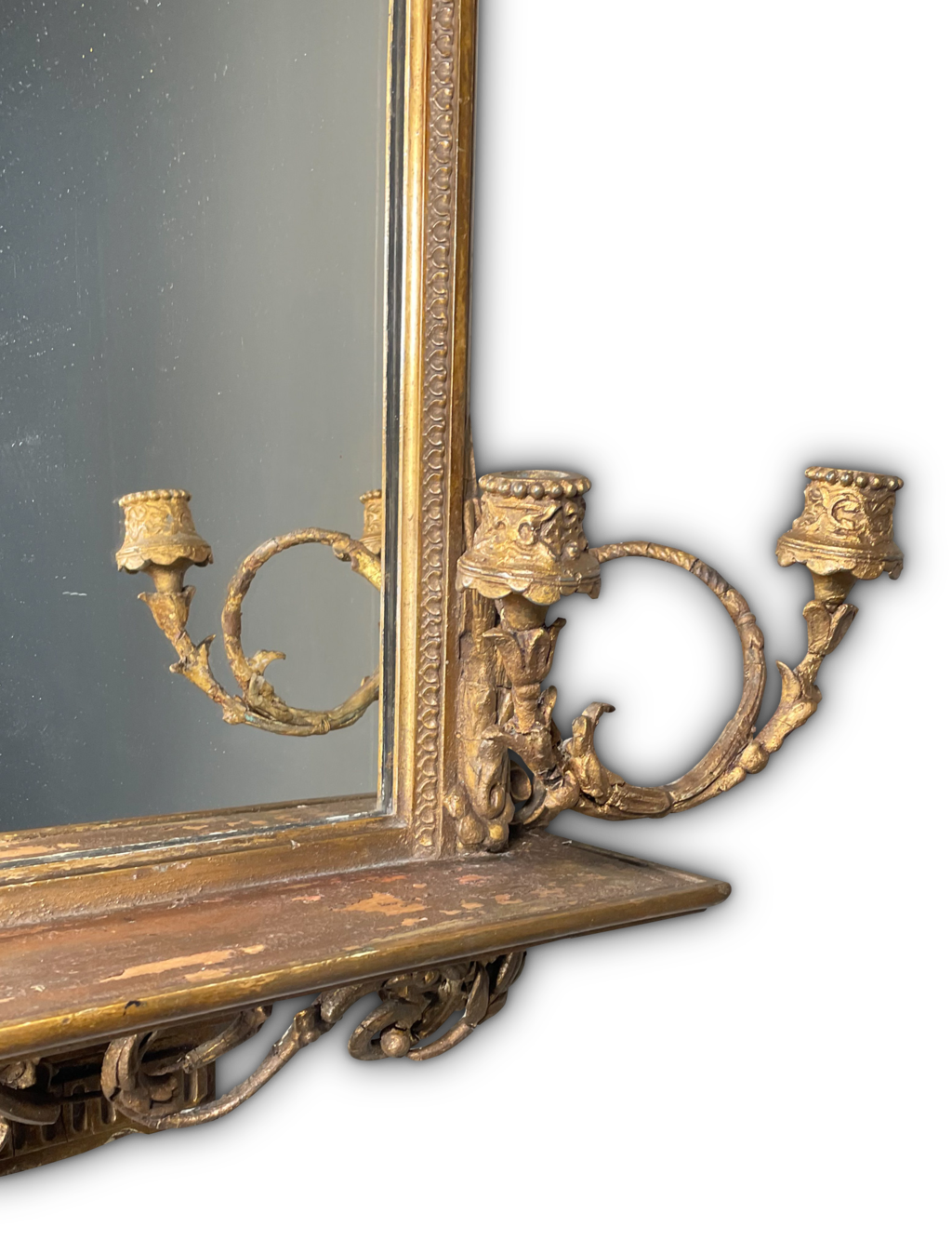 Regency Carved Giltwood Girondelle Mirror with Shelf