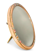 Oval Lacquered Dressing Table Mirror with Hand Painted Floral Decoration