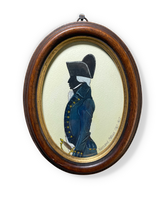Watercolour Silhouette Military Portrait of a George III Warrant Officer 1787-1807 in an Oval Oak Frame