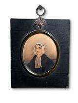 Oval Portrait Miniature Study of a Seated Woman in Black Dress