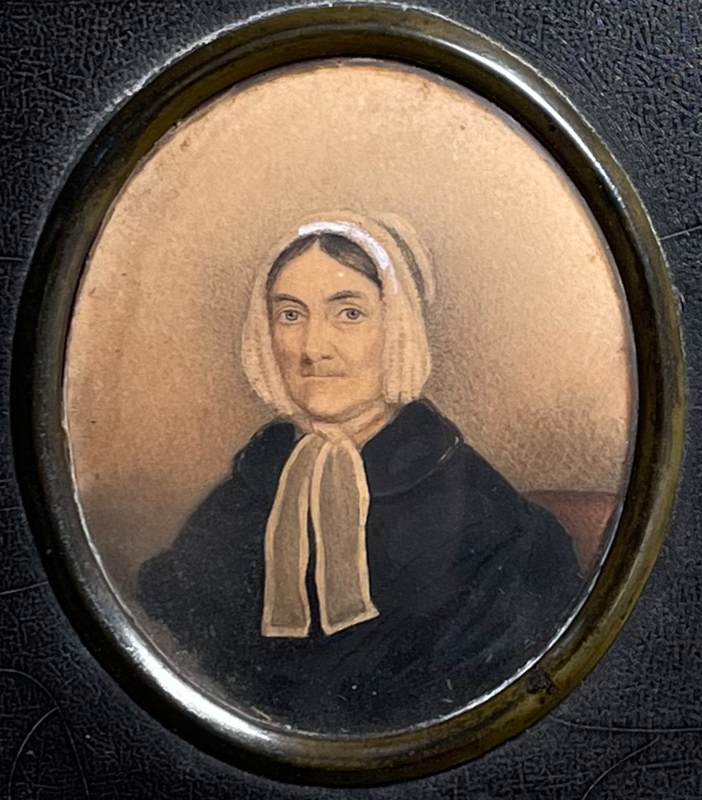 Oval Portrait Miniature Study of a Seated Woman in Black Dress
