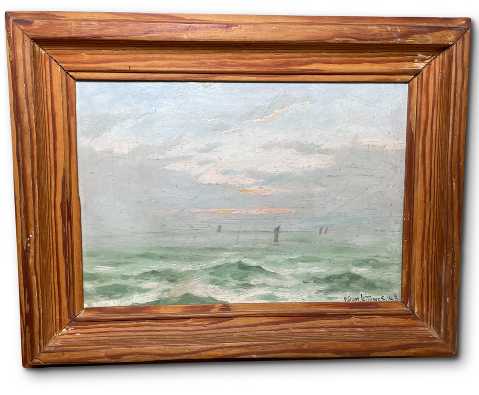 English School Oil on Board of Seascape Mounted in a Pine Frame