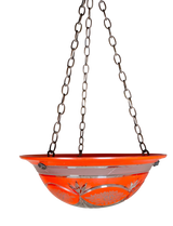 Etched Cut Glass Plafonnier with Orange Overlay