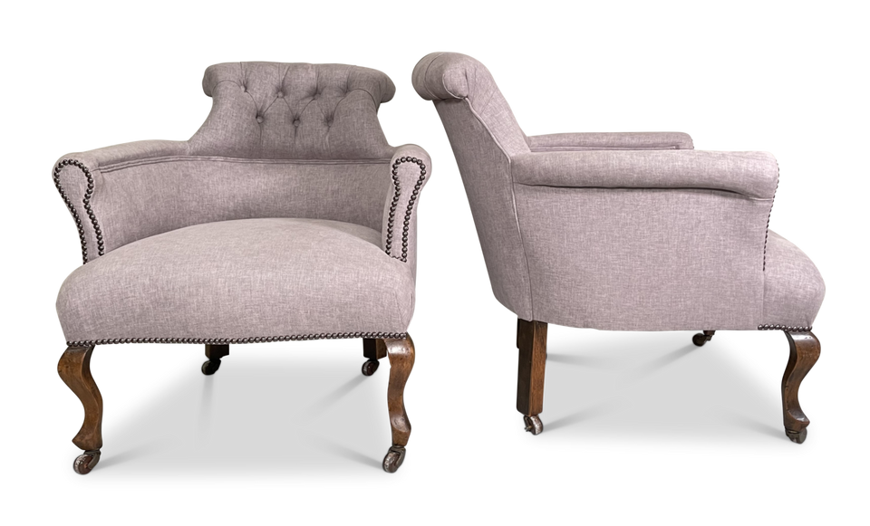 Pair of Button Back Upholstered Armchairs