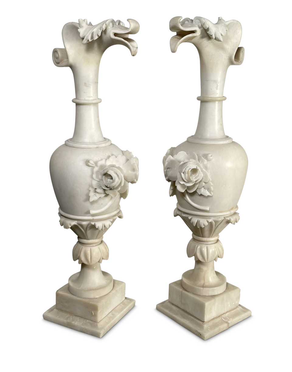 Carved Alabaster Urns