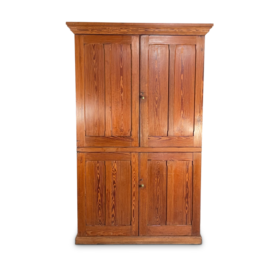 Pitch Pine Four Doored Chapel Cupboard