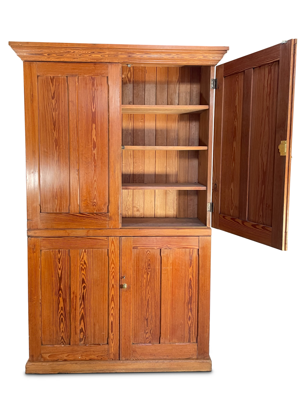 Pitch Pine Four Doored Chapel Cupboard