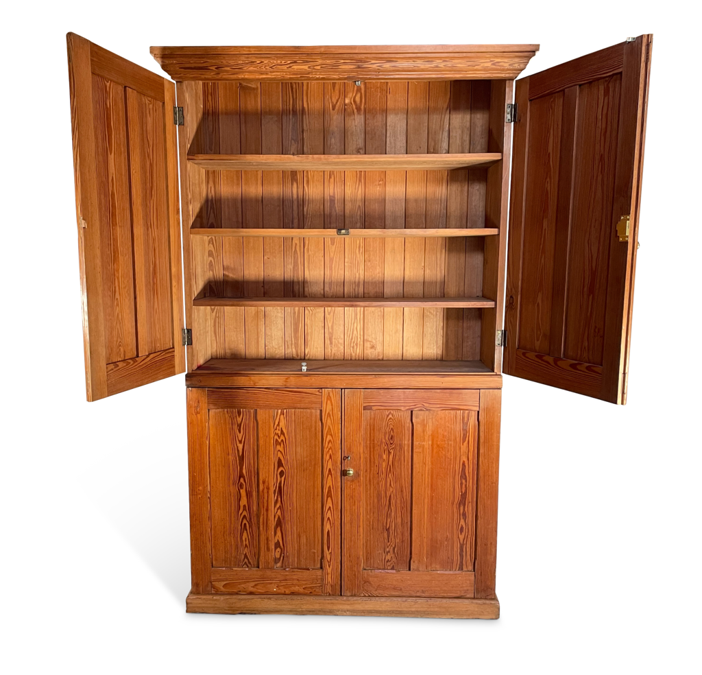 Pitch Pine Four Doored Chapel Cupboard
