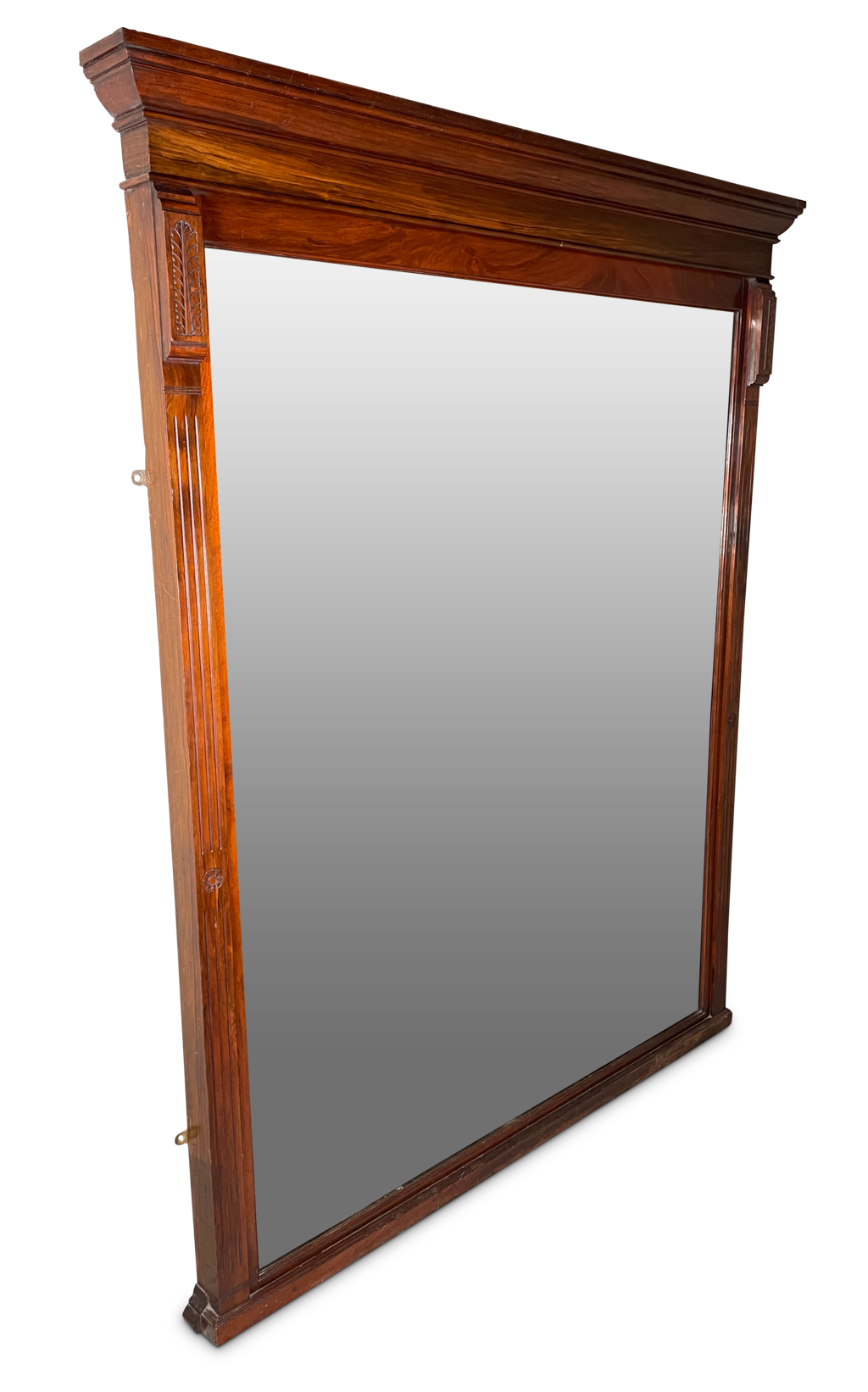 Large Walnut Overmantle Chimney Piece Mirror