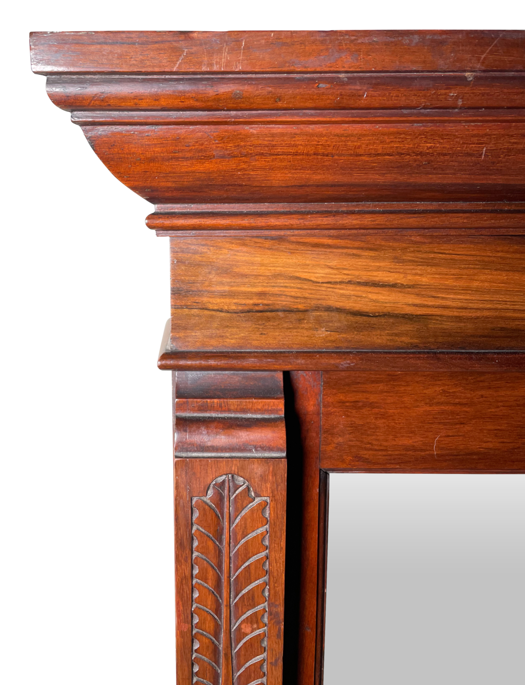 Large Walnut Overmantle Chimney Piece Mirror