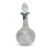 Cut Glass Decanter with English Hallmarked Silver Collar