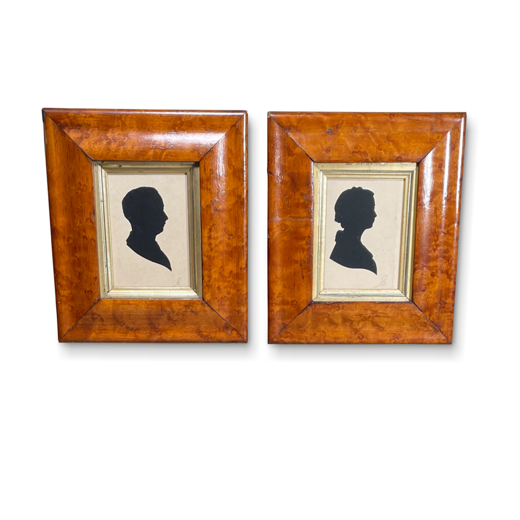 Pair of Silhouette Portraits in Maple Frames