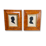 Pair of Silhouette Portraits in Maple Frames