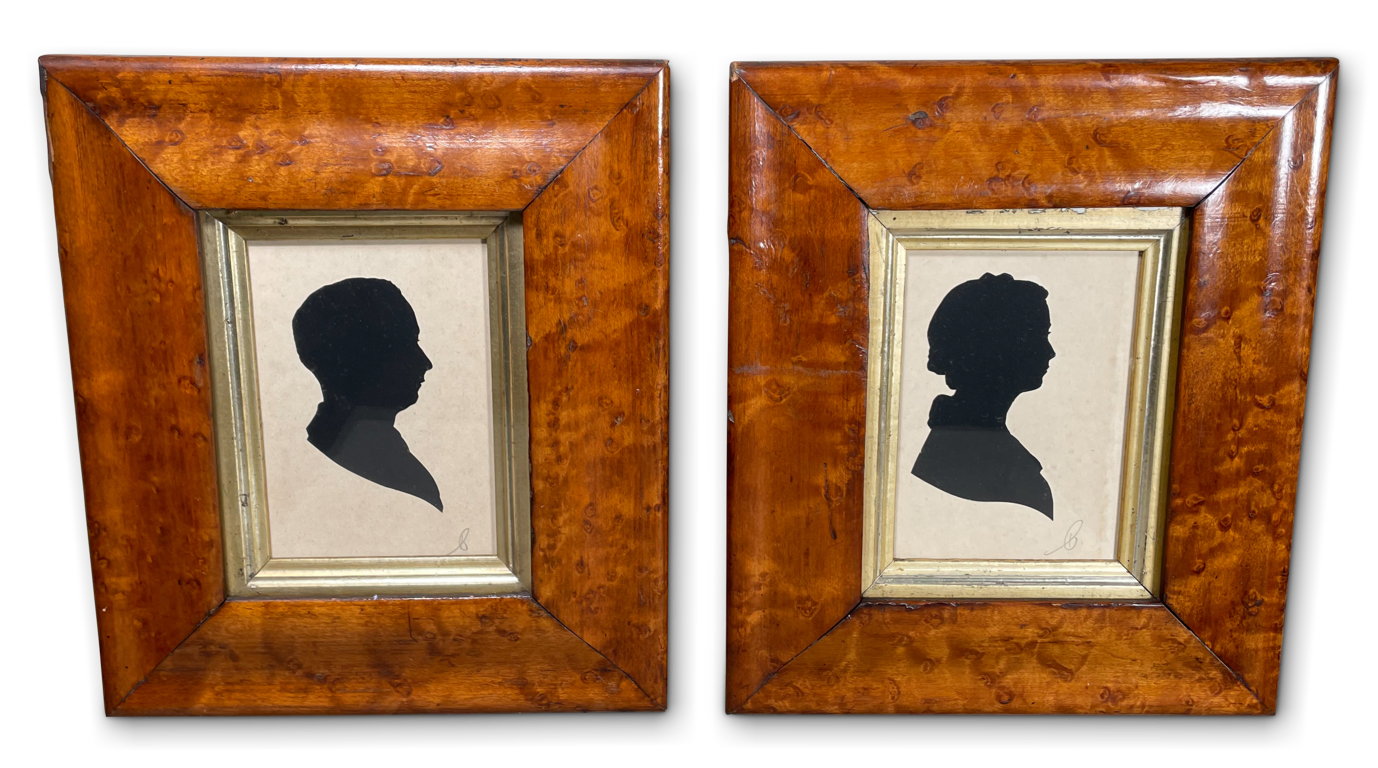 Pair of Silhouette Portraits in Maple Frames