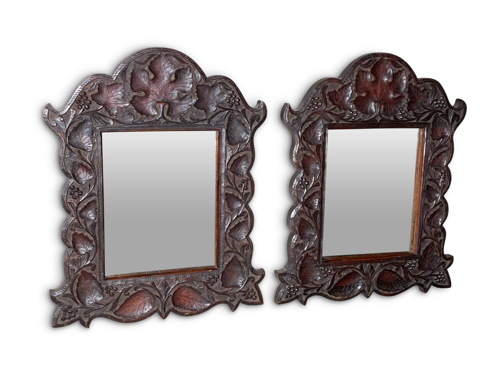 Pair of Anglo-Indian Carved Harwood Mirrors