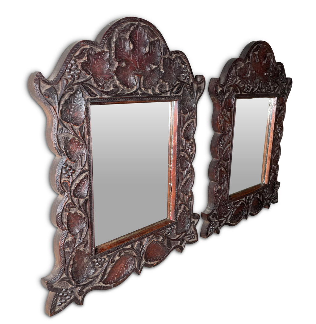 Pair of Anglo-Indian Carved Harwood Mirrors