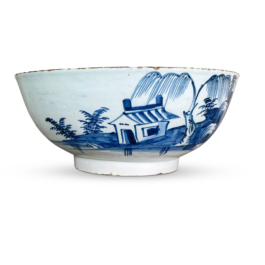 Hand Painted Delft Bowl with Old Rivetted Repair