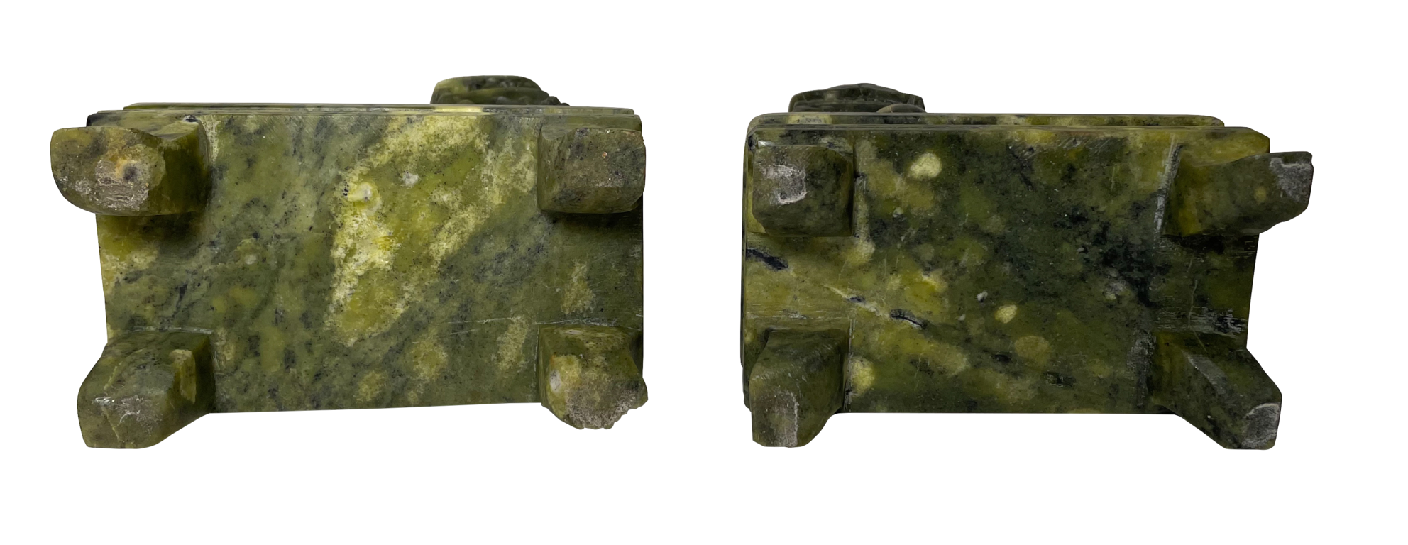 Pair of Jade Green Soapstone Foo Dogs
