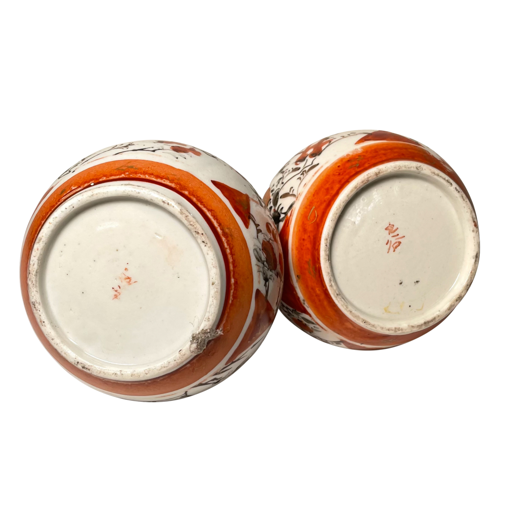 Pair of Meiji Period Kutani Shaft Vases