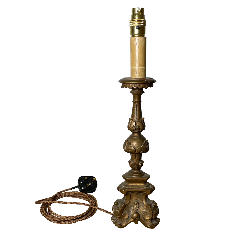 Giltwood Column Table Lamp