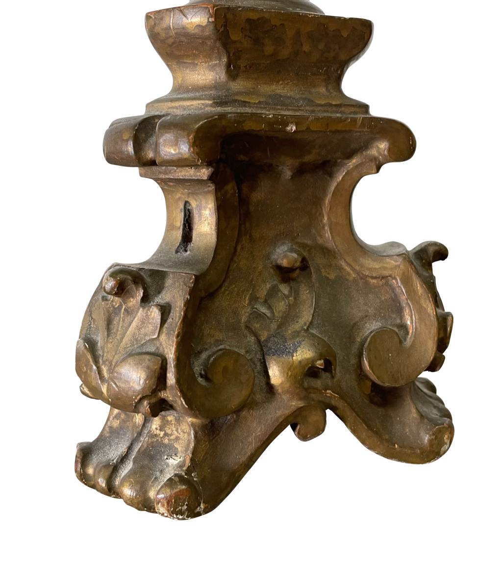 Giltwood Column Table Lamp