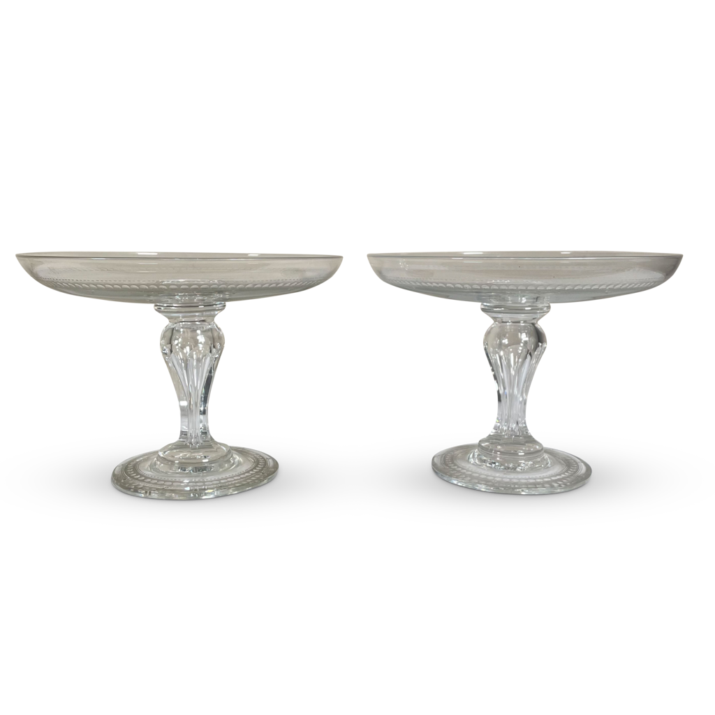 George III Pair of Etched Glass Tazzas
