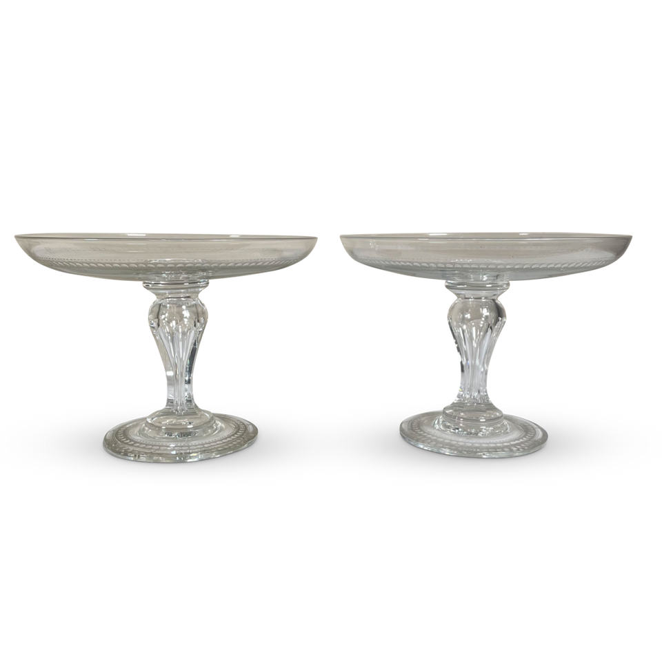 George III Pair of Etched Glass Tazzas