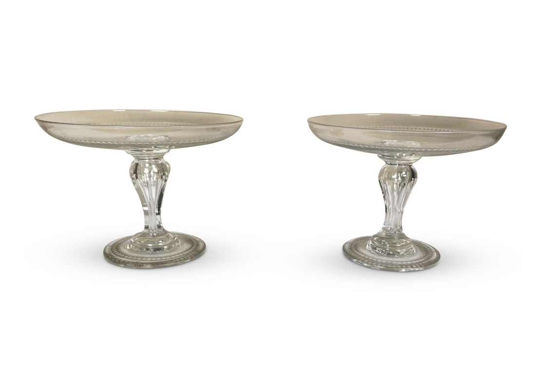 George III Pair of Etched Glass Tazzas