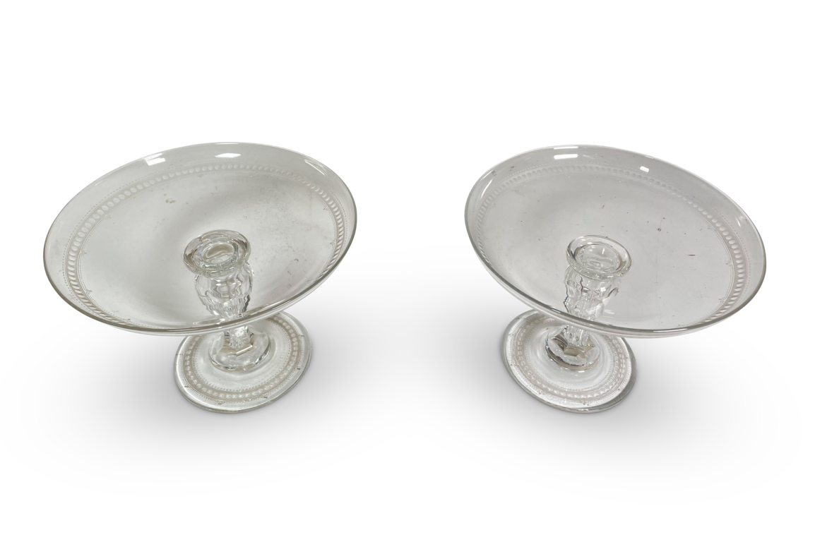 George III Pair of Etched Glass Tazzas