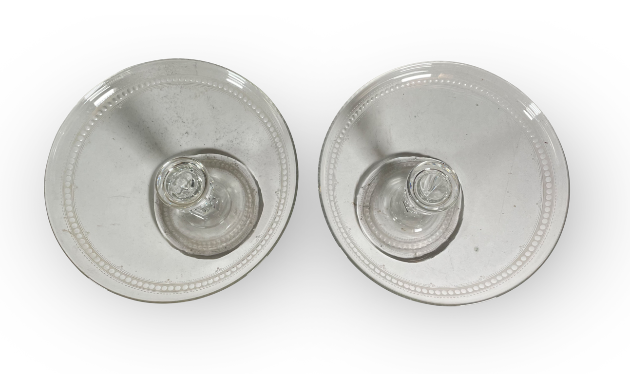 George III Pair of Etched Glass Tazzas