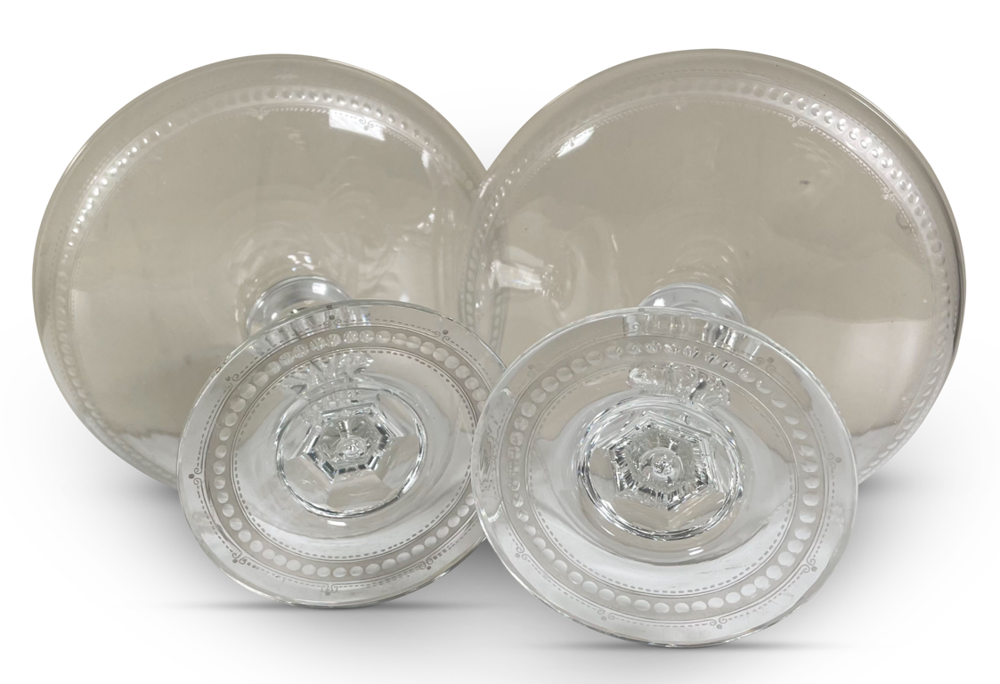 George III Pair of Etched Glass Tazzas