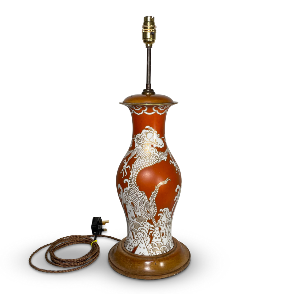 Orange Glazed Porcelain Vase Lamp