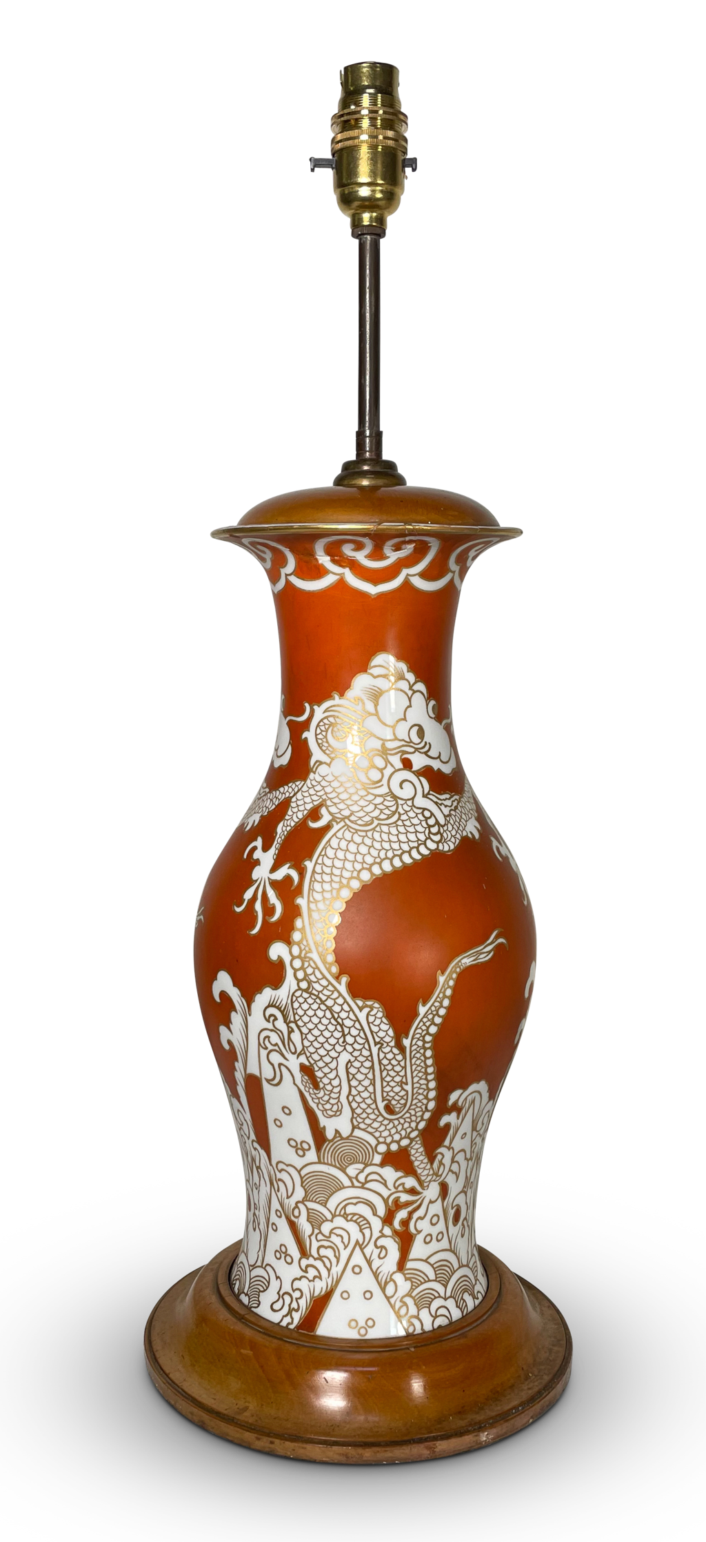 Orange Glazed Porcelain Vase Lamp