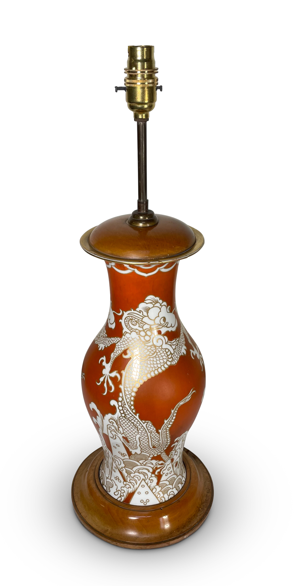 Orange Glazed Porcelain Vase Lamp