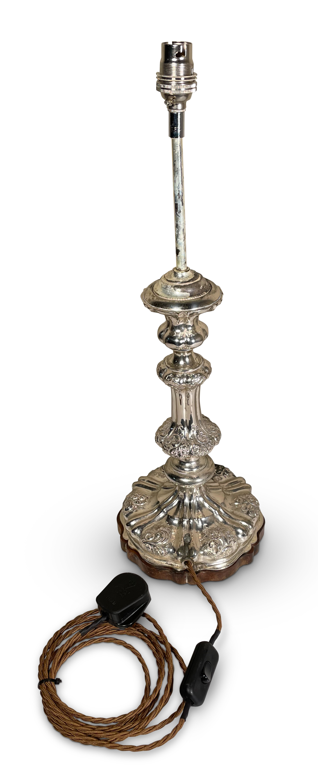 Silver Plated Candlestick Table Lamp