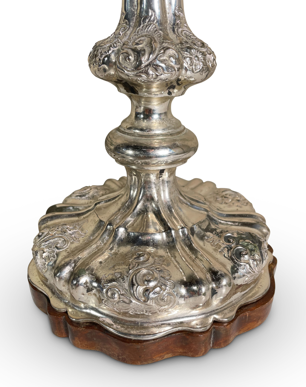 Silver Plated Candlestick Table Lamp