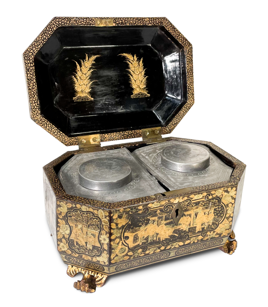 Lacquered Chinoiserie Tea Caddy