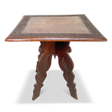Anglo Indian Carved Exotic Hardwood Square Side Table
