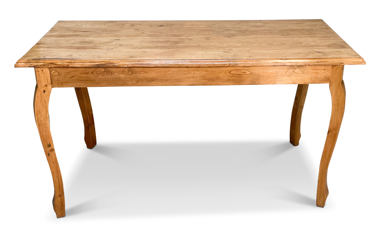 Pine Work Table on Tall Cabriole Style Legs