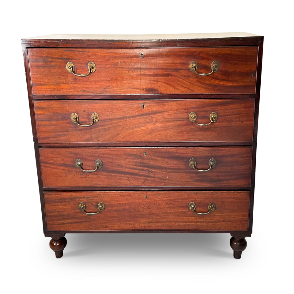 George III Mahogany Two Part Campaign Chest