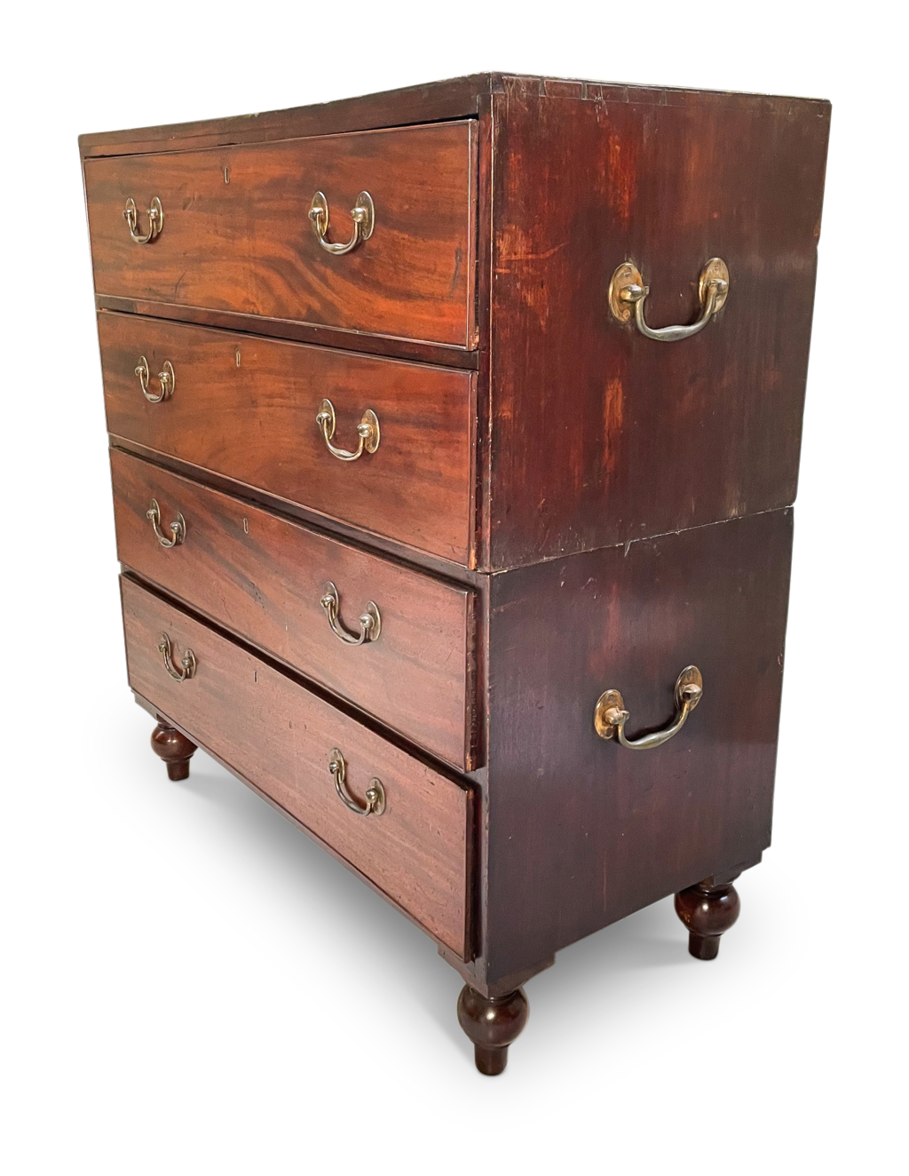 George III Mahogany Two Part Campaign Chest