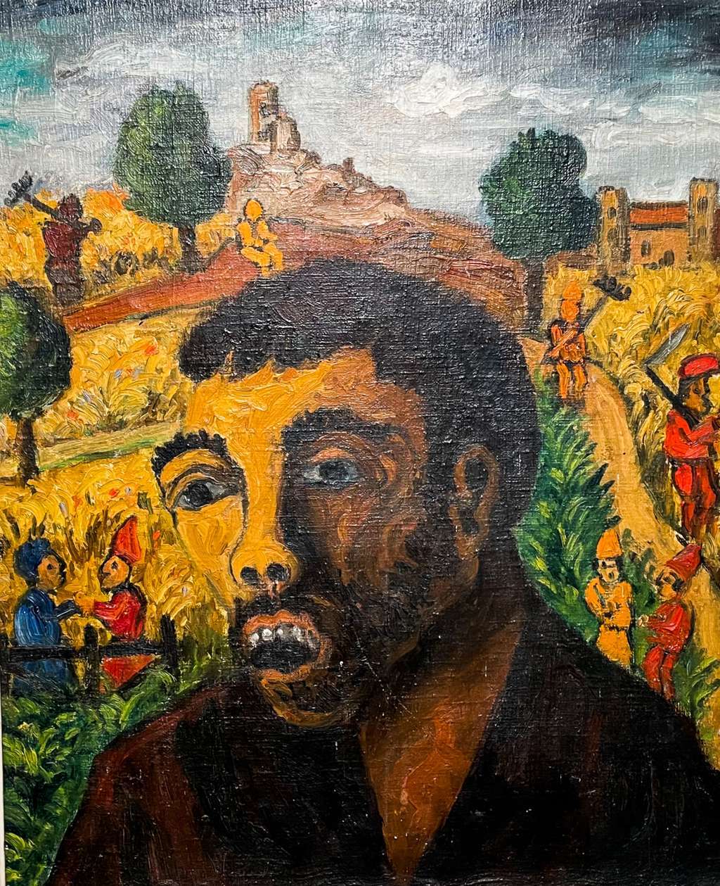 Oil on Canvas Entitled Figure d'Expression l'Idiot